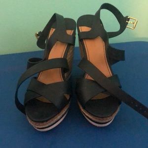 Navy wedge sandals